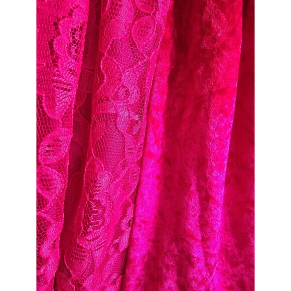 Crushed fuschia velvet and lace long vintage skirt size medium‎ - Picture 3 of 9
